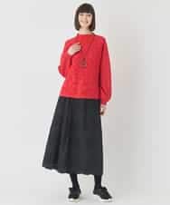 R6FCE85290 HIROKO BIS(小さいサイズ)(メゾン ドゥ サンク) 【小さいサイズ】ボリュームスリーブドットジャカードニットトップ レッド