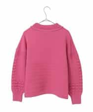 R6FCE86330 HIROKO BIS(小さいサイズ)(メゾン ドゥ サンク) 【小さいサイズ】バルキーニットデザインプルオーバー ピンク