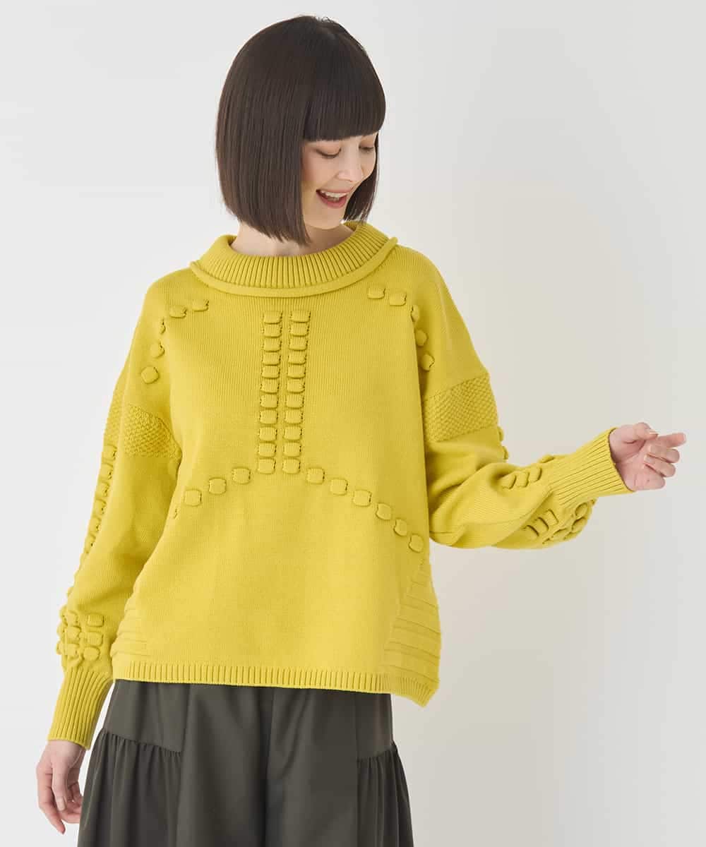 R6FCE86330 HIROKO BIS(小さいサイズ)(メゾン ドゥ サンク) 【小さいサイズ】バルキーニットデザインプルオーバー ピンク