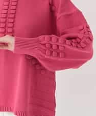 R6FCE86330 HIROKO BIS(小さいサイズ)(メゾン ドゥ サンク) 【小さいサイズ】バルキーニットデザインプルオーバー ピンク