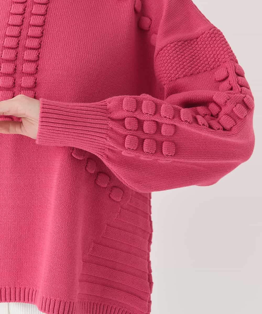 R6FCE86330 HIROKO BIS(小さいサイズ)(メゾン ドゥ サンク) 【小さいサイズ】バルキーニットデザインプルオーバー ピンク