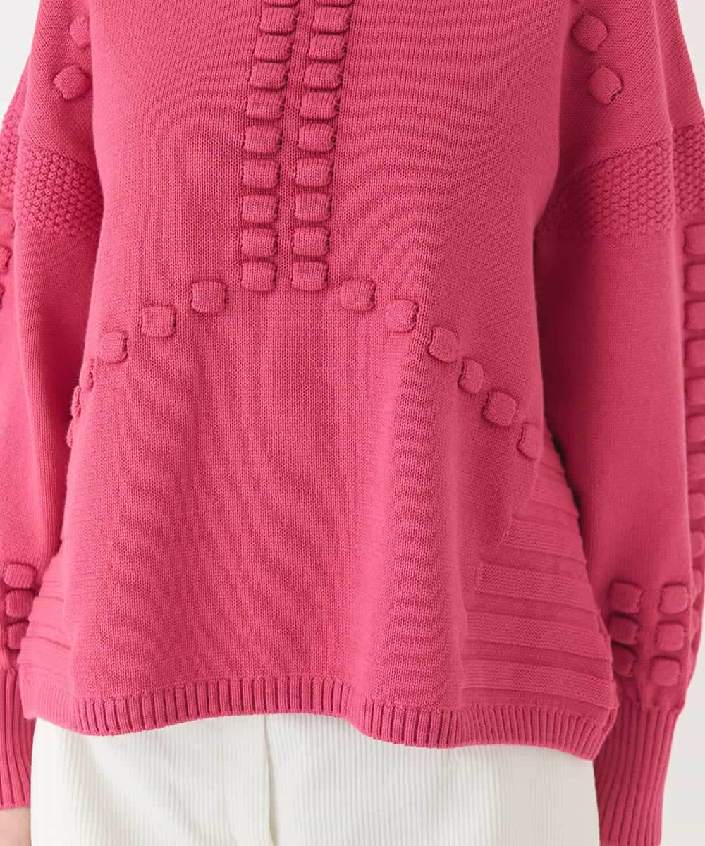 R6FCE86330 HIROKO BIS(小さいサイズ)(メゾン ドゥ サンク) 【小さいサイズ】バルキーニットデザインプルオーバー ピンク