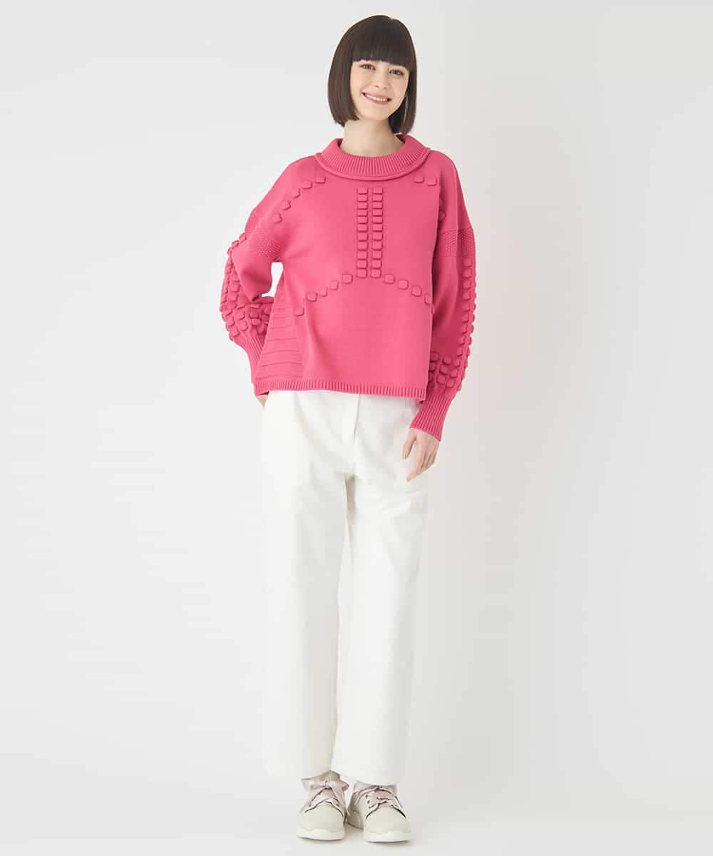 R6FCE86330 HIROKO BIS(小さいサイズ)(メゾン ドゥ サンク) 【小さいサイズ】バルキーニットデザインプルオーバー ピンク