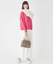 R6FCE86330 HIROKO BIS(小さいサイズ)(メゾン ドゥ サンク) 【小さいサイズ】バルキーニットデザインプルオーバー ピンク