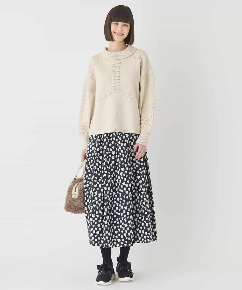 R6FCE86330 HIROKO BIS(小さいサイズ)(メゾン ドゥ サンク) 【小さいサイズ】バルキーニットデザインプルオーバー ピンク