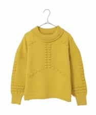 R6FCE86330 HIROKO BIS(小さいサイズ)(メゾン ドゥ サンク) 【小さいサイズ】バルキーニットデザインプルオーバー イエロー