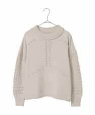 R6FCE86330 HIROKO BIS(小さいサイズ)(メゾン ドゥ サンク) 【小さいサイズ】バルキーニットデザインプルオーバー アイボリー