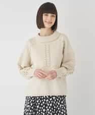 R6FCE86330 HIROKO BIS(小さいサイズ)(メゾン ドゥ サンク) 【小さいサイズ】バルキーニットデザインプルオーバー アイボリー