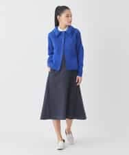 R6FDD61230 HIROKO BIS(小さいサイズ)(メゾン ドゥ サンク) 【小さいサイズ】ドットジャガードペプラムニットカーディガン /洗える ブルー