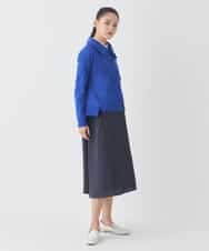 R6FDD61230 HIROKO BIS(小さいサイズ)(メゾン ドゥ サンク) 【小さいサイズ】ドットジャガードペプラムニットカーディガン /洗える ブルー