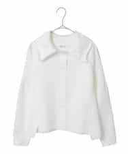 R6FDD61230 HIROKO BIS(小さいサイズ)(メゾン ドゥ サンク) 【小さいサイズ】ドットジャガードペプラムニットカーディガン /洗える ブルー