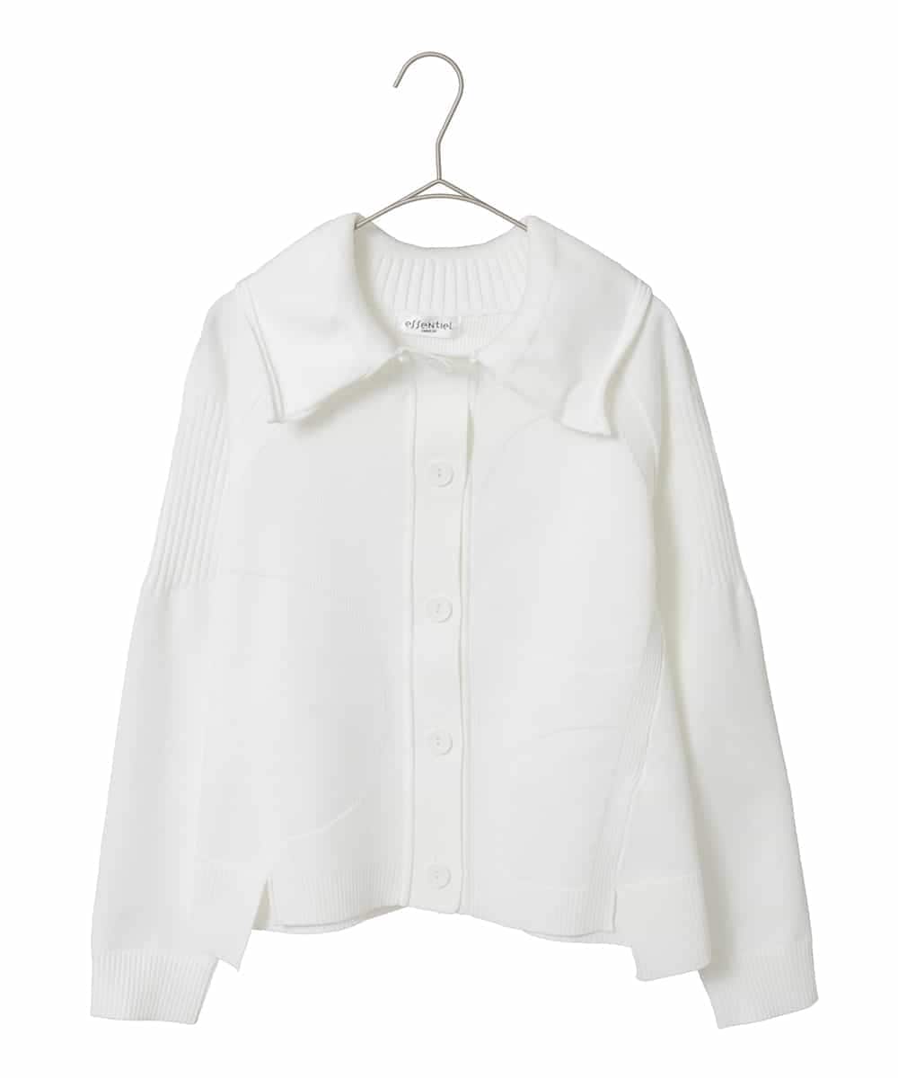 R6FDD61230 HIROKO BIS(小さいサイズ)(メゾン ドゥ サンク) 【小さいサイズ】ドットジャガードペプラムニットカーディガン /洗える ブルー