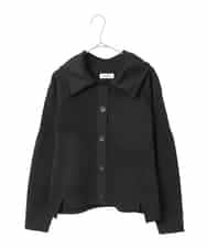 R6FDD61230 HIROKO BIS(小さいサイズ)(メゾン ドゥ サンク) 【小さいサイズ】ドットジャガードペプラムニットカーディガン /洗える ブルー