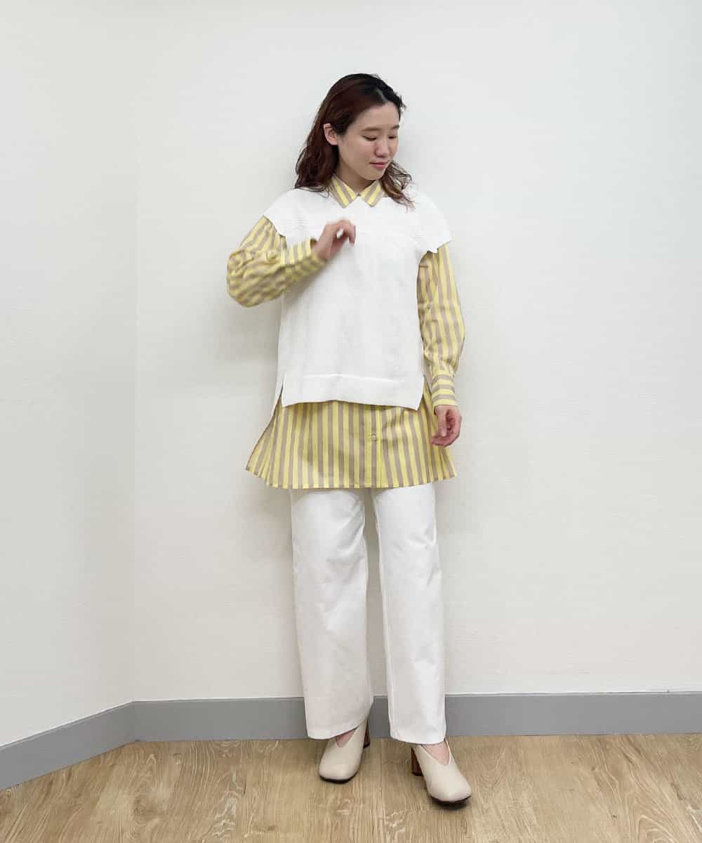 R6FDP60170 HIROKO BIS(小さいサイズ)(メゾン ドゥ サンク) 【小さいサイズ/洗える】ハイブリットコットンニットベスト ホワイト