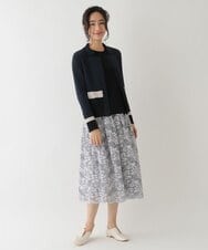 R6FDS01370 HIROKO BIS(小さいサイズ)(メゾン ドゥ サンク) 【小さいサイズ/洗える】配色デザインニットカーディガン ベージュ