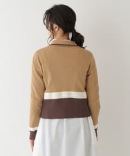 R6FDS01370 HIROKO BIS(小さいサイズ)(メゾン ドゥ サンク) 【小さいサイズ/洗える】配色デザインニットカーディガン ベージュ