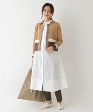 R6FDS01370 HIROKO BIS(小さいサイズ)(メゾン ドゥ サンク) 【小さいサイズ/洗える】配色デザインニットカーディガン ベージュ