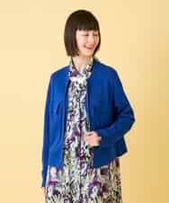 R6FED20330 HIROKO BIS(小さいサイズ)(メゾン ドゥ サンク) 【小さいサイズ】ステッチアクセントミラノリブカーディガン ブルー