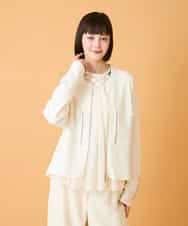 R6FED20330 HIROKO BIS(小さいサイズ)(メゾン ドゥ サンク) 【小さいサイズ】ステッチアクセントミラノリブカーディガン ホワイト