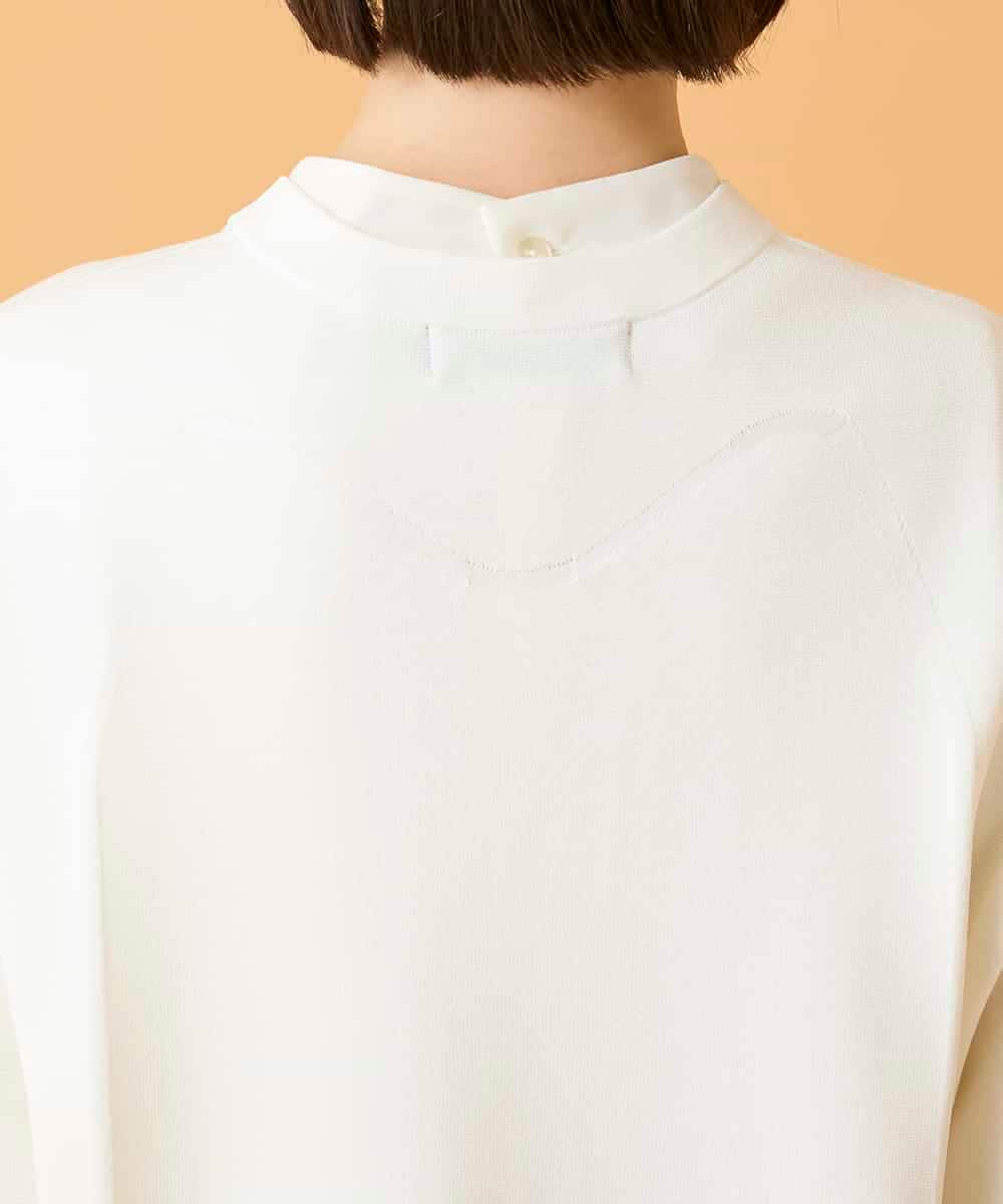 R6FED20330 HIROKO BIS(小さいサイズ)(メゾン ドゥ サンク) 【小さいサイズ】ステッチアクセントミラノリブカーディガン ホワイト