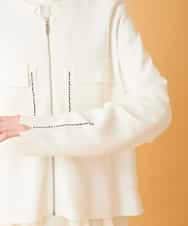 R6FED20330 HIROKO BIS(小さいサイズ)(メゾン ドゥ サンク) 【小さいサイズ】ステッチアクセントミラノリブカーディガン ホワイト