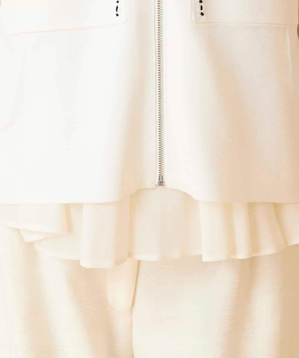 R6FED20330 HIROKO BIS(小さいサイズ)(メゾン ドゥ サンク) 【小さいサイズ】ステッチアクセントミラノリブカーディガン ホワイト