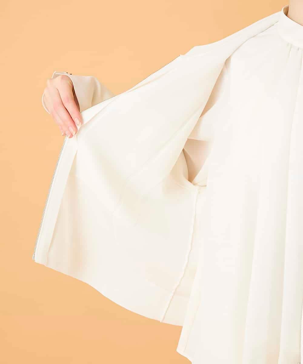 R6FED20330 HIROKO BIS(小さいサイズ)(メゾン ドゥ サンク) 【小さいサイズ】ステッチアクセントミラノリブカーディガン ホワイト