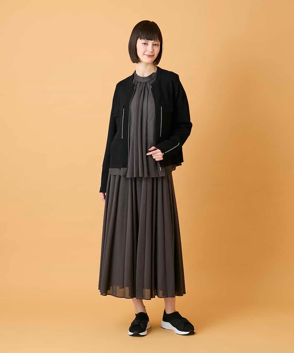 R6FED20330 HIROKO BIS(小さいサイズ)(メゾン ドゥ サンク) 【小さいサイズ】ステッチアクセントミラノリブカーディガン ホワイト