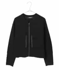 R6FED20330 HIROKO BIS(小さいサイズ)(メゾン ドゥ サンク) 【小さいサイズ】ステッチアクセントミラノリブカーディガン ホワイト