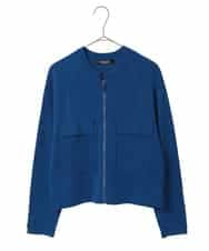 R6FED20330 HIROKO BIS(小さいサイズ)(メゾン ドゥ サンク) 【小さいサイズ】ステッチアクセントミラノリブカーディガン ホワイト