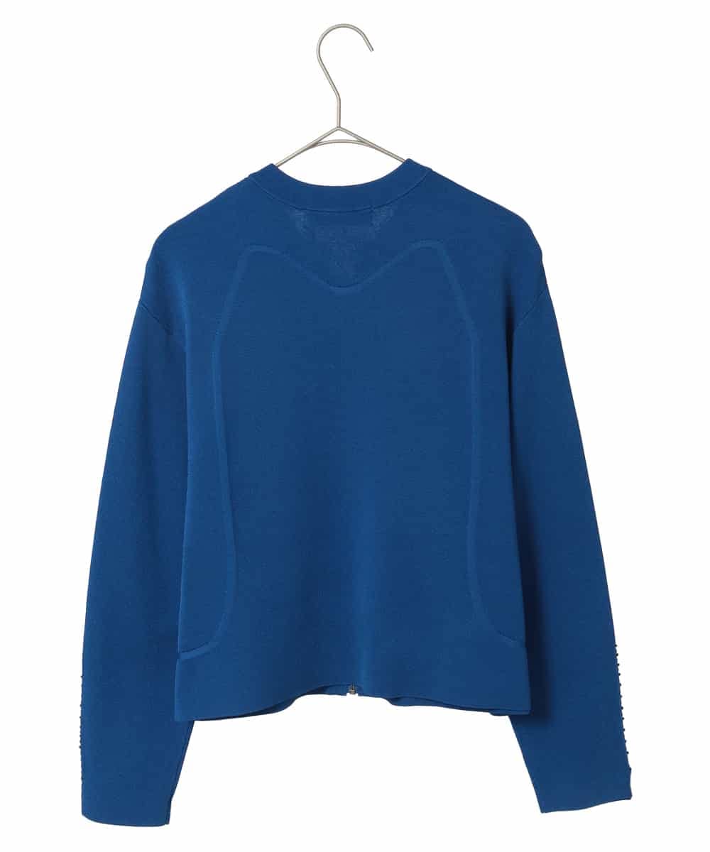 R6FED20330 HIROKO BIS(小さいサイズ)(メゾン ドゥ サンク) 【小さいサイズ】ステッチアクセントミラノリブカーディガン ホワイト