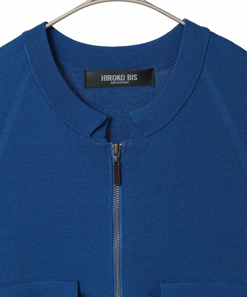 R6FED20330 HIROKO BIS(小さいサイズ)(メゾン ドゥ サンク) 【小さいサイズ】ステッチアクセントミラノリブカーディガン ホワイト