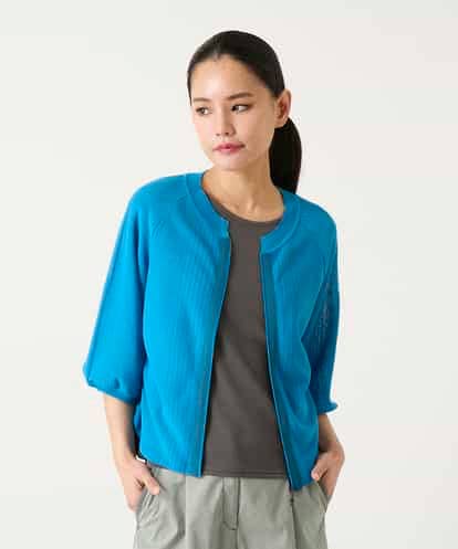 R6FFD48300  【小さいサイズ】リブポイントコンパクトニットカーディガン