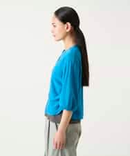 R6FFD48300 HIROKO BIS(小さいサイズ)(メゾン ドゥ サンク) 【小さいサイズ】リブポイントコンパクトニットカーディガン ライトブルー