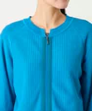 R6FFD48300 HIROKO BIS(小さいサイズ)(メゾン ドゥ サンク) 【小さいサイズ】リブポイントコンパクトニットカーディガン ライトブルー