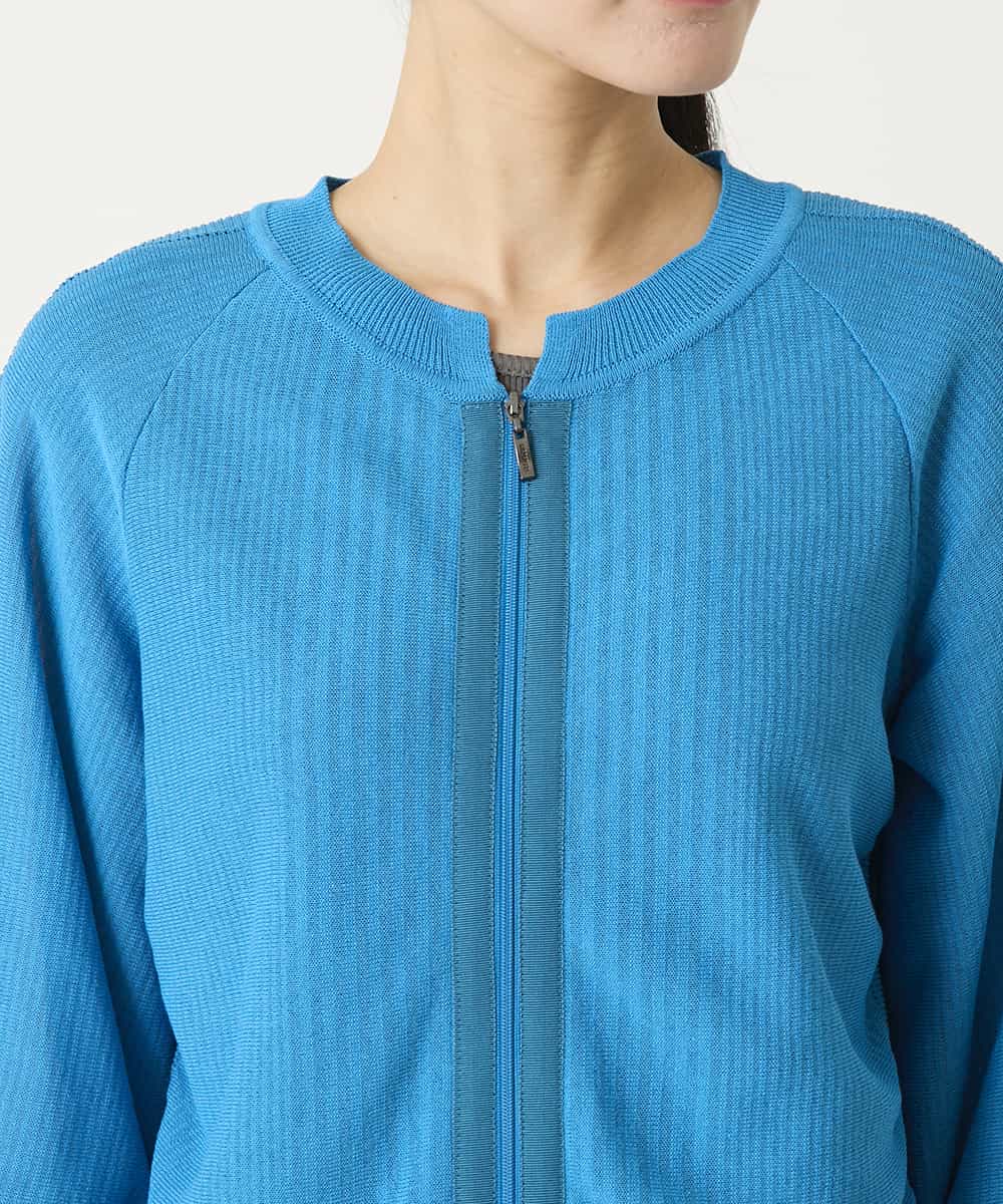 R6FFD48300 HIROKO BIS(小さいサイズ)(メゾン ドゥ サンク) 【小さいサイズ】リブポイントコンパクトニットカーディガン ライトブルー