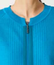 R6FFD48300 HIROKO BIS(小さいサイズ)(メゾン ドゥ サンク) 【小さいサイズ】リブポイントコンパクトニットカーディガン ライトブルー