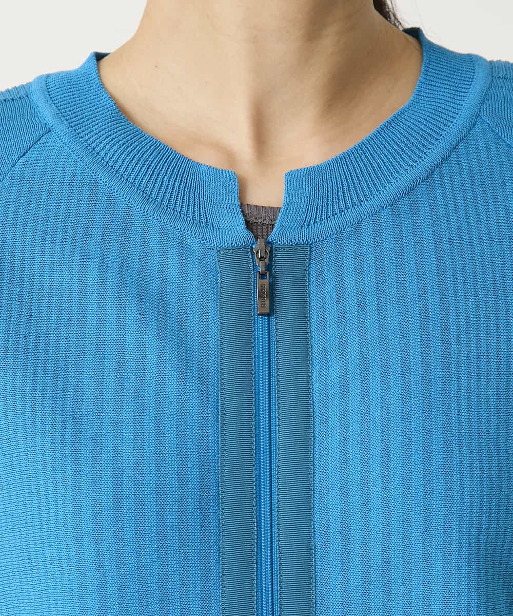 R6FFD48300 HIROKO BIS(小さいサイズ)(メゾン ドゥ サンク) 【小さいサイズ】リブポイントコンパクトニットカーディガン ライトブルー