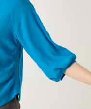 R6FFD48300 HIROKO BIS(小さいサイズ)(メゾン ドゥ サンク) 【小さいサイズ】リブポイントコンパクトニットカーディガン ライトブルー