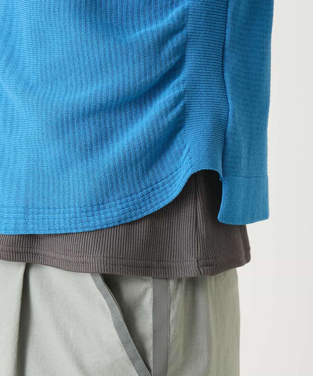 R6FFD48300 HIROKO BIS(小さいサイズ)(メゾン ドゥ サンク) 【小さいサイズ】リブポイントコンパクトニットカーディガン ライトブルー