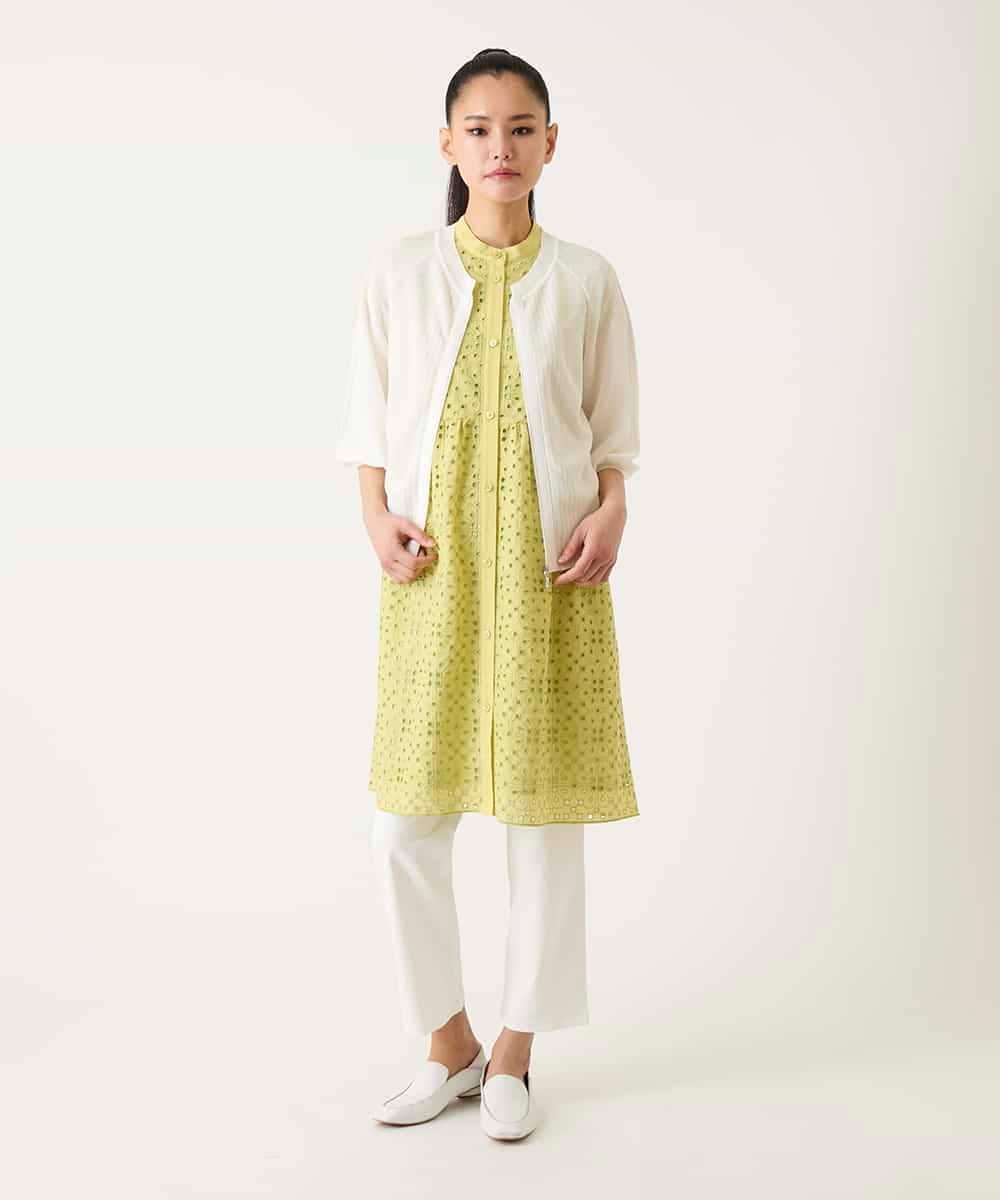 R6FFD48300 HIROKO BIS(小さいサイズ)(メゾン ドゥ サンク) 【小さいサイズ】リブポイントコンパクトニットカーディガン ライトブルー