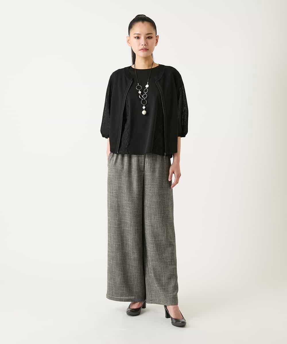 R6FFD48300 HIROKO BIS(小さいサイズ)(メゾン ドゥ サンク) 【小さいサイズ】リブポイントコンパクトニットカーディガン ライトブルー