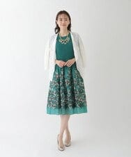 R6FFT10330 HIROKO BIS(小さいサイズ)(メゾン ドゥ サンク) 【小さいサイズ/洗える】クロスフロントレースカーディガン イエロー