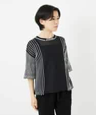 R6FGA41290 HIROKO BIS(小さいサイズ)(メゾン ドゥ サンク) 【小さいサイズ/洗える】ペーパーヤーンデザインニットプルオーバー グレー
