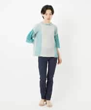 R6FGA41290 HIROKO BIS(小さいサイズ)(メゾン ドゥ サンク) 【小さいサイズ/洗える】ペーパーヤーンデザインニットプルオーバー グレー