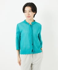 R6FGA50290 HIROKO BIS(小さいサイズ)(メゾン ドゥ サンク) 【小さいサイズ/洗える】ボリュームスリーブニットカーディガン ライトブルー