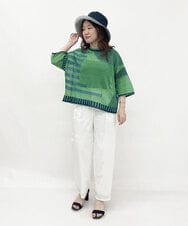 R6FGQ71260 HIROKO BIS(小さいサイズ)(メゾン ドゥ サンク) 【小さいサイズ/洗える】ペーパーニットプルオーバー ブルー