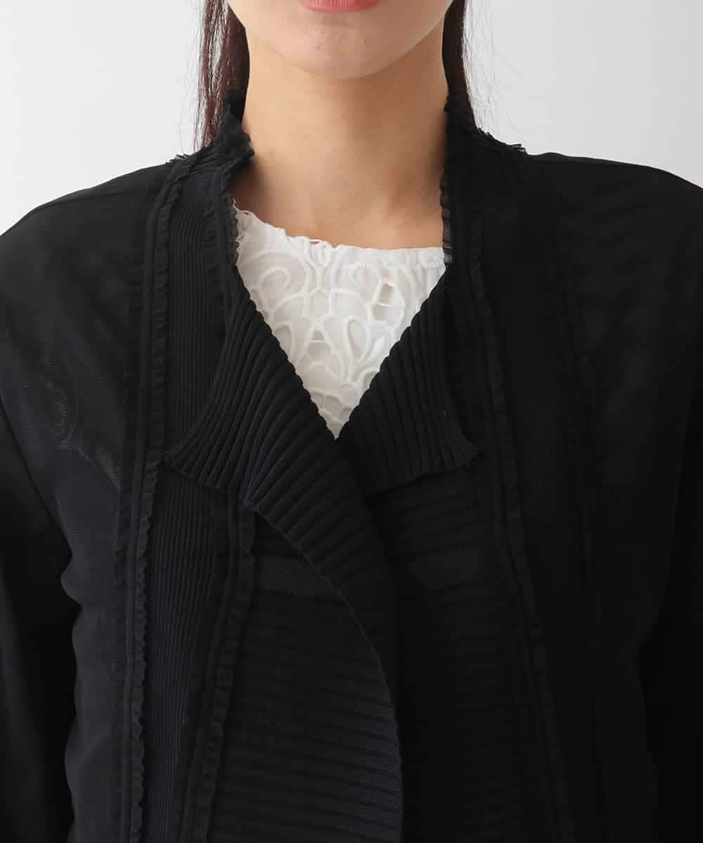 R6FHA71290 HIROKO BIS(小さいサイズ)(メゾン ドゥ サンク) 【小さいサイズ】チュールフリルニットカーディガン ブラック