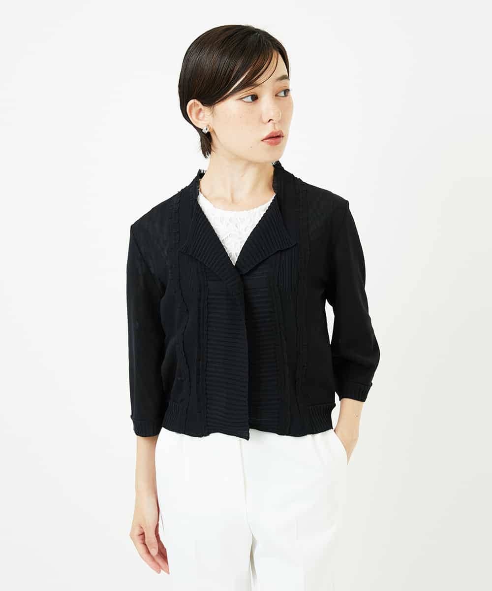 R6FHA71290 HIROKO BIS(小さいサイズ)(メゾン ドゥ サンク) 【小さいサイズ】チュールフリルニットカーディガン ブラック