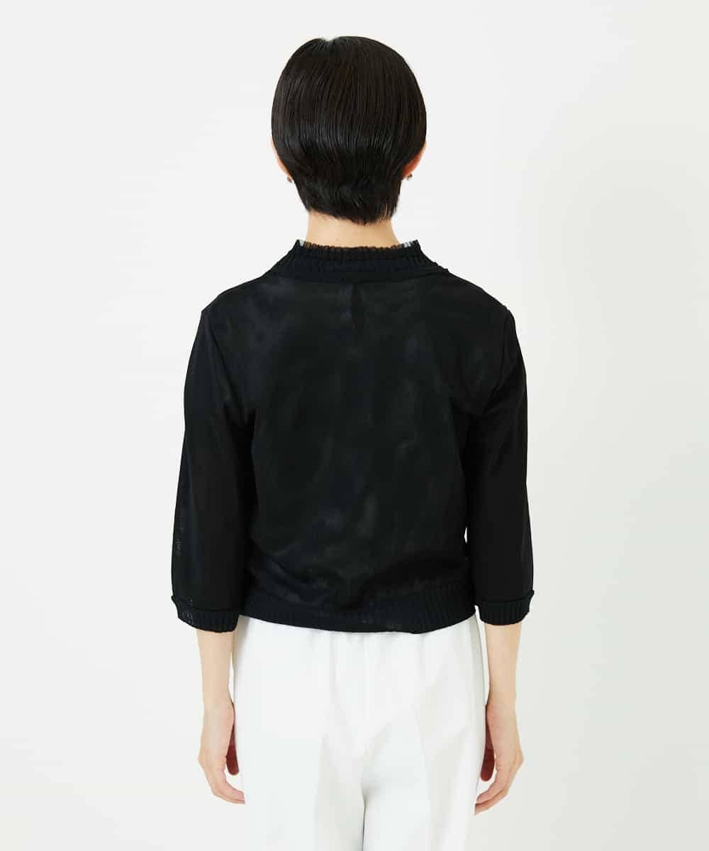R6FHA71290 HIROKO BIS(小さいサイズ)(メゾン ドゥ サンク) 【小さいサイズ】チュールフリルニットカーディガン ブラック